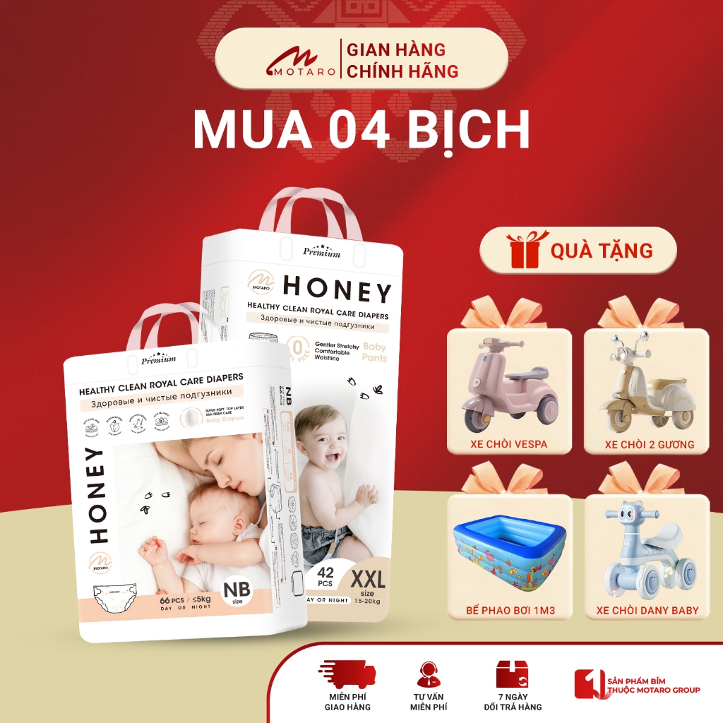 [HONEY PREMIUM] COMBO 4 Bịch Honey Premium Tơ Tằm Chính Hãng Cho Bé
