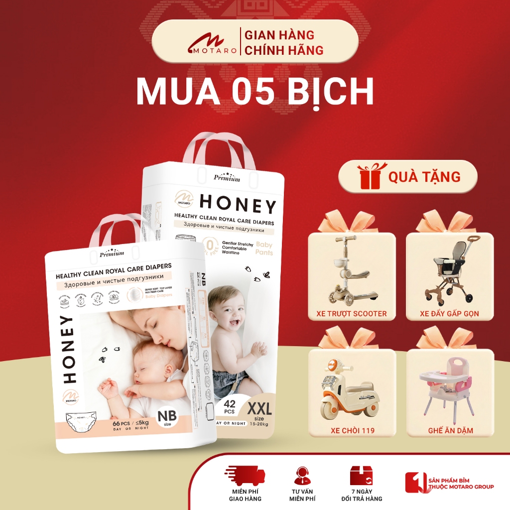 [HONEY PREMIUM] COMBO 5 Bịch Tã Bỉm Dán/Quần Honey Premium  Chính Hãng Cho Bé