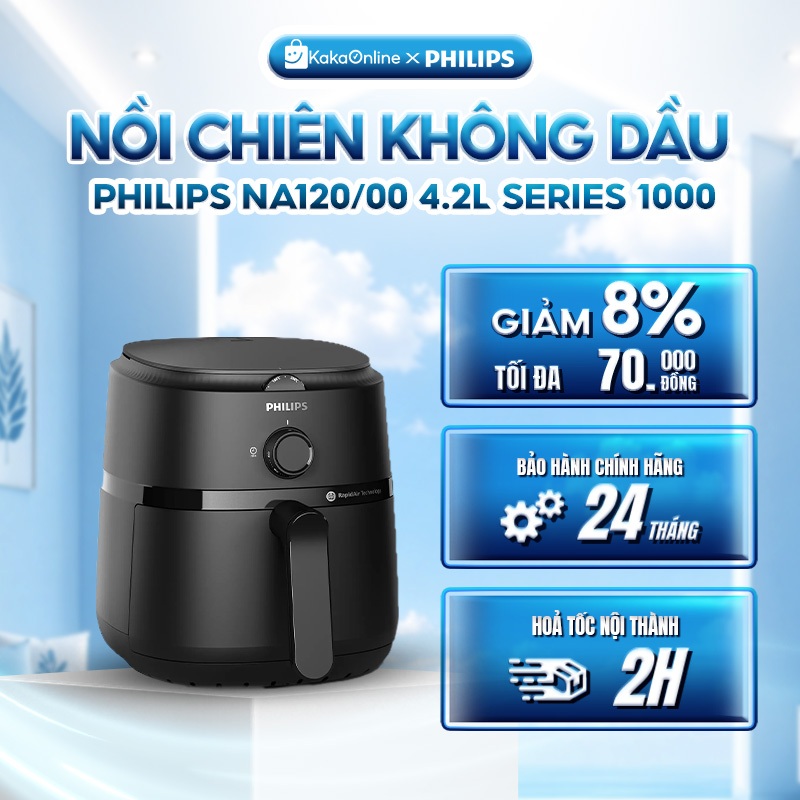 Nồi Chiên Không Dầu Philips NA120/00 4.2L Series 1000 | RapidAir, 12 Chức Năng