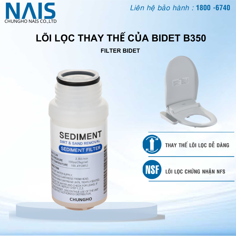 Lõi lọc thay thế Bidet ChungHo B350