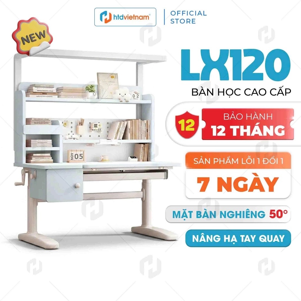 Bàn Học Thông Minh Chống Gù Cho Bé HTDkids LX120 Cột Sống Khỏe Học Tập Tốt - Bàn Học Căn Chỉnh Độ Ca