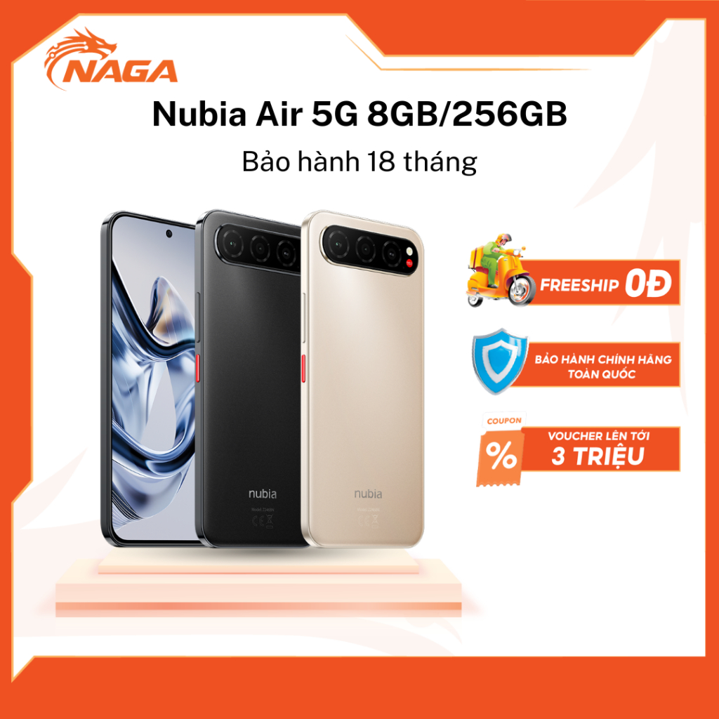 Điện thoại Nubia Air 5G 8GB/256GB Màn AMOLED 120Hz Chip Unisoc T8300 Pin 5000mAh Bảo hành 18 tháng c