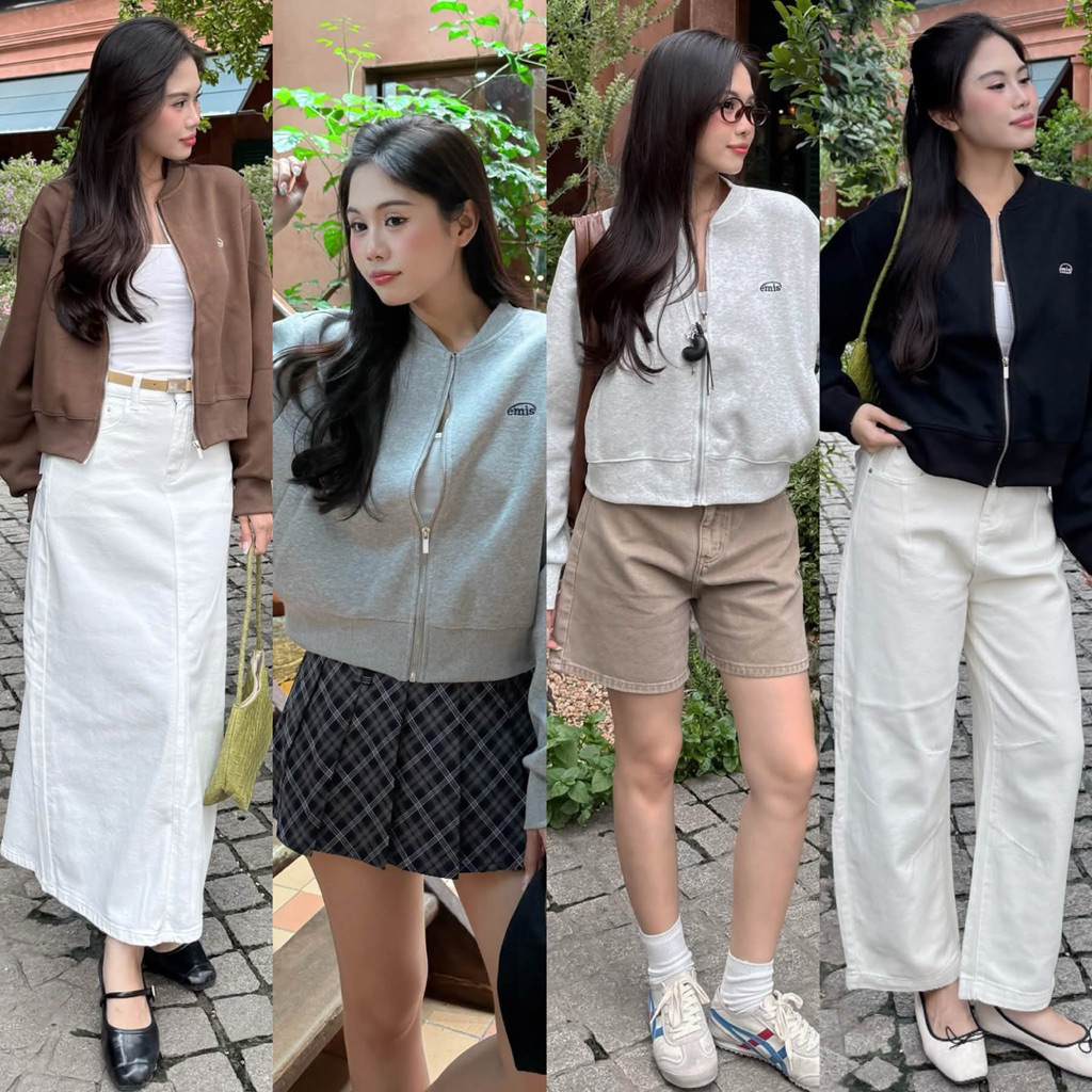 [RÁCH STORE] Áo Bomber Nỉ - 3930 - Thêu Chữ Emis