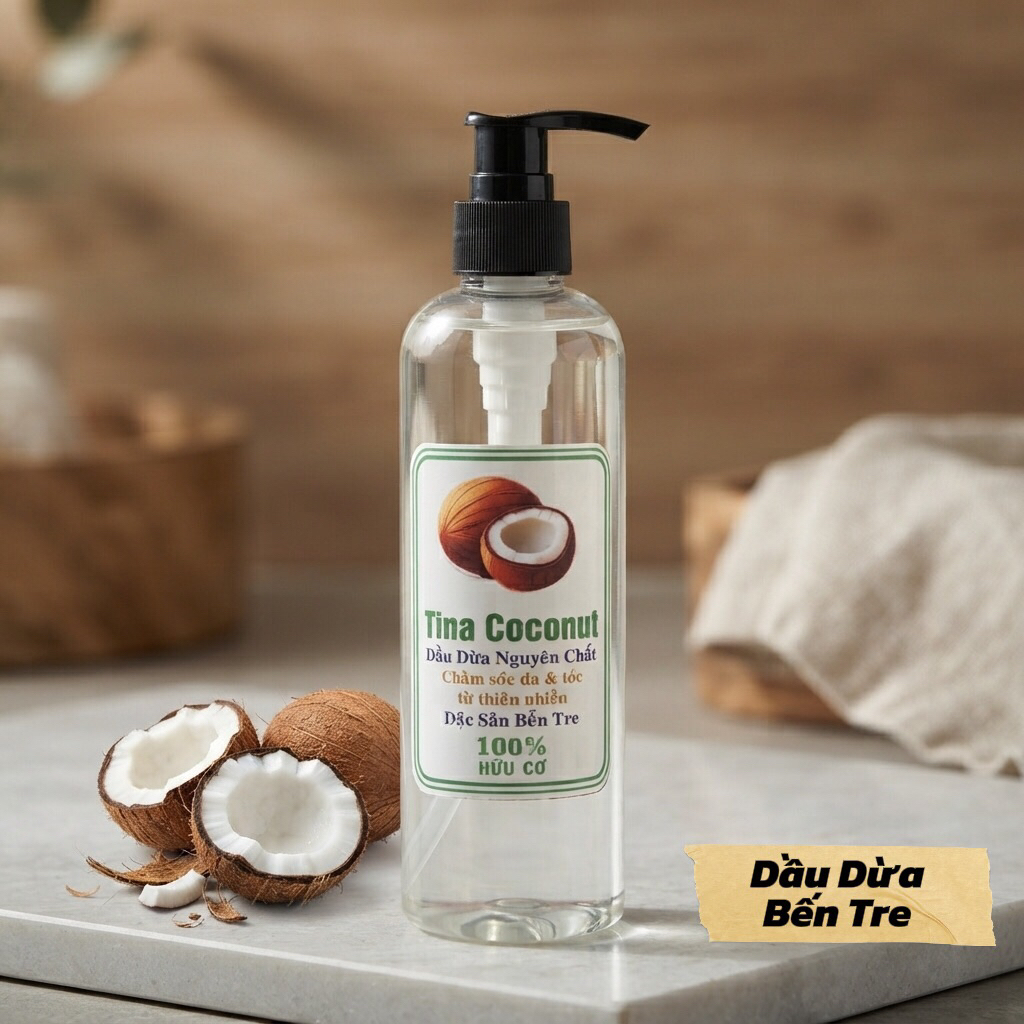 Dầu dừa dưỡng da 250ml. Dầu dừa ép lạnh nguyên chất thơm nhẹ cao cấp. Dầu dừa dưỡng tóc, dưỡng da, d