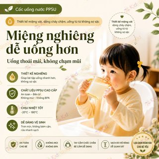 Cốc uống nước PPSU cho bé 2 tuổi youkebei ,chống hô chậm nói  200ml chịu nhiệt độ cao KidsWorld