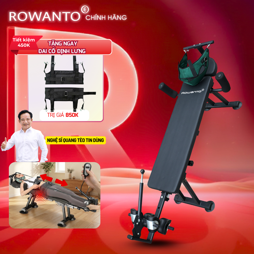 Máy kéo giãn cơ lưng Rowanto D12 PRO điện – Hỗ Trợ lưng cột sống ngay tại nhà, BH 12 tháng