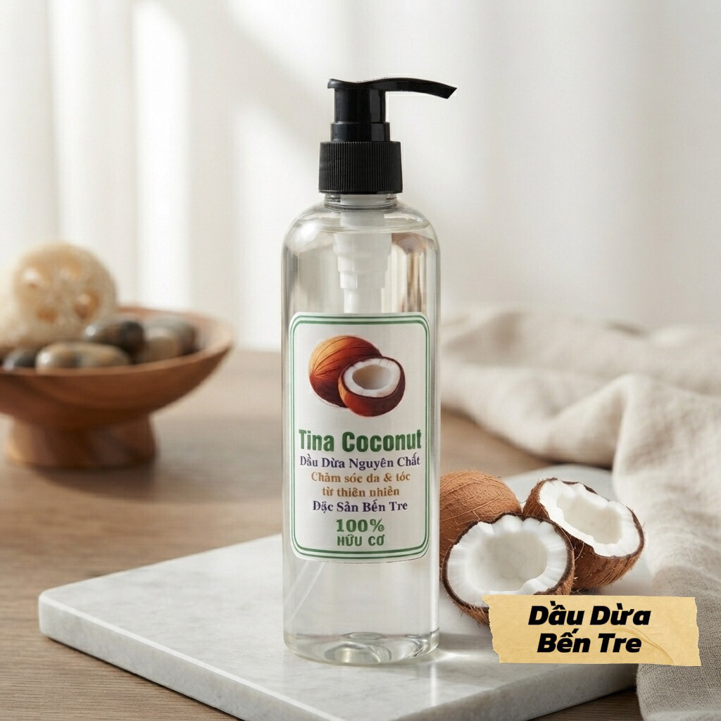 Dầu dừa 250ml. Tinh Dầu dừa ép lạnh nguyên chất cao cấp. Dầu dừa dưỡng tóc, dưỡng da, dưỡng thể, mas