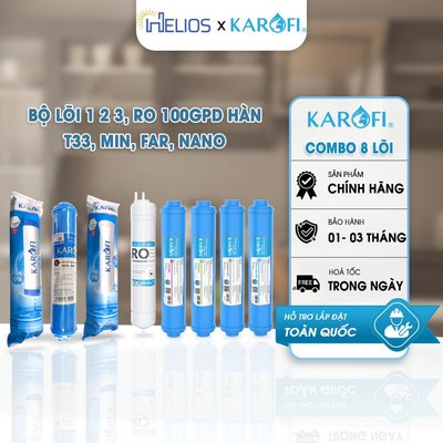 Combo 8 Lõi Lọc Nước Karofi Chính Hãng Cho E8RO – Bộ Lõi 12OCB3, RO100HR, T33, Mineral, Far, Nano