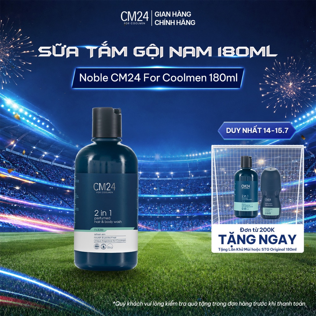 cm24 Sữa Tắm Gội Nam Giới  2in1 CM24 For Coolmen Noble Hương Nam Tính Sạch Sâu, Dưỡng Ẩm, Sang Trọng