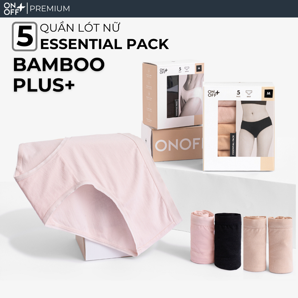 Hộp combo 5 quần lót nữ Bamboo Plus dáng brief ESSENTIAL mềm mát kháng khuẩn ONOFF