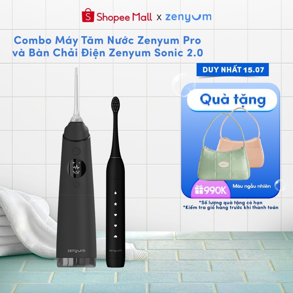 Bàn Chải Điện Zenyum Sonic - Trắng/Đen/Xanh Dương/Xanh Mint, Sóng Âm 33000 Lần/phút, IPX7, Pin 6 Giờ Sử Dụng
