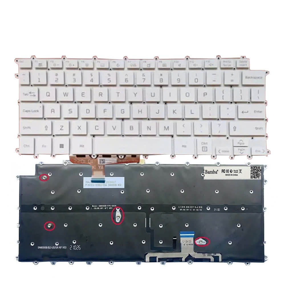 Bàn phím laptop LG Gram 14Z90Q (Màu Trắng+Cable Nhỏ) Có đèn