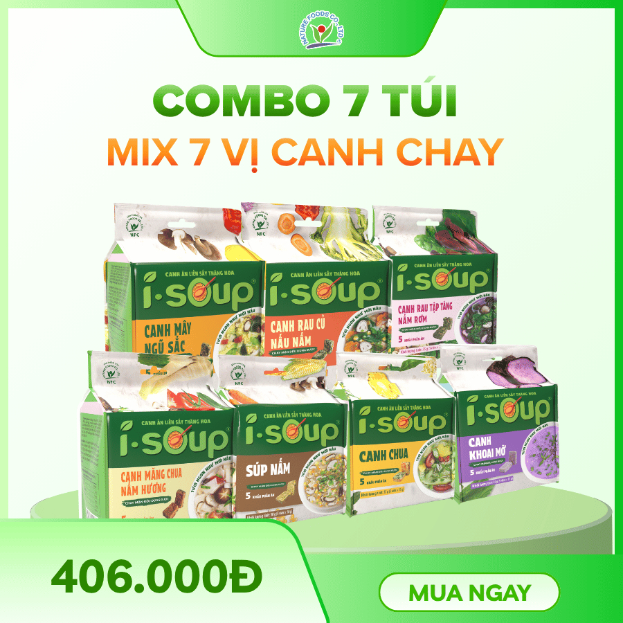 Combo 7 túi canh chay mix vị ăn liền Sấy Thăng Hoa ISOUP