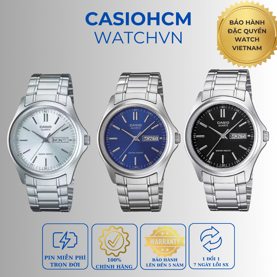 ĐỒNG HỒ NAM CASIO MTP-1239D Size 38.5mm Phù hợp cổ tay nhỏ-trung bình | Pin miễn phí trọn đời