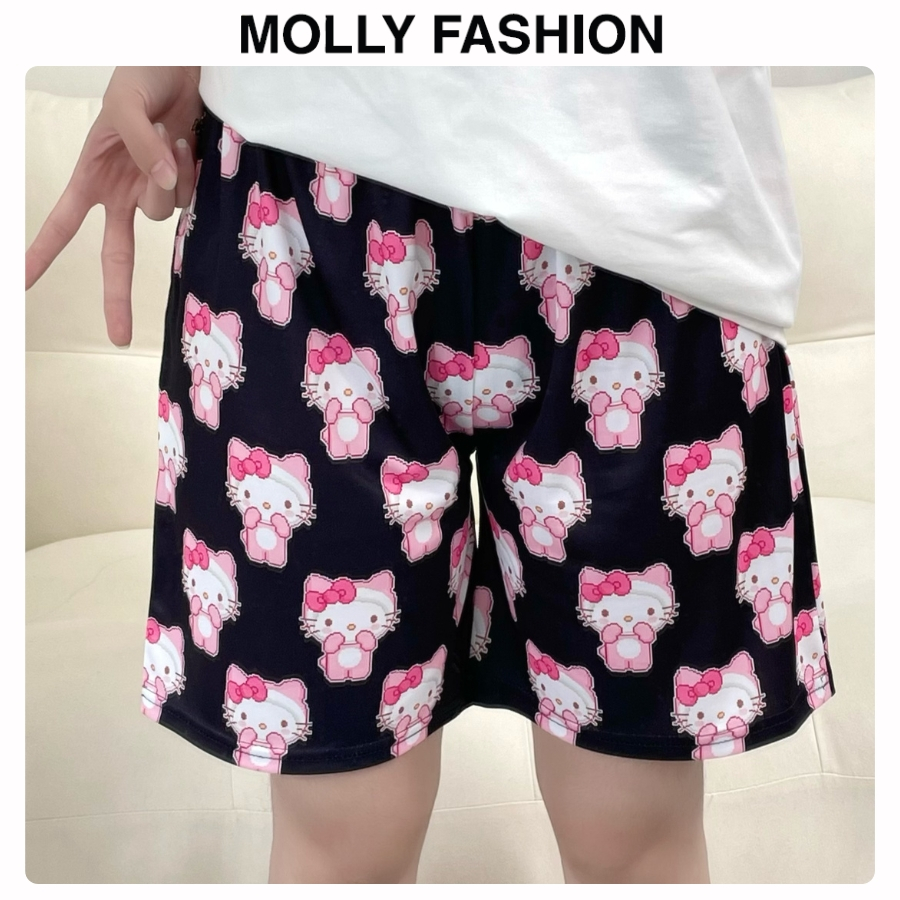 (Có túi) Quần đùi nam nữ MOLLY FASHION thun lạnh Bigsize, quần short hoạt hình đi biển ROBOCON