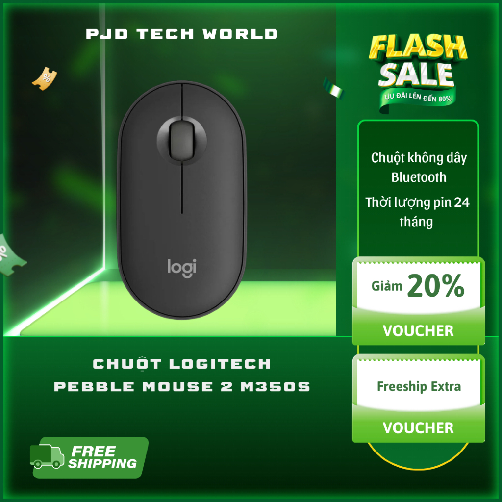 [ HOẢ TỐC ] Chuột Bluetooth Logitech PEBBLE MOUSE 2 M350S CHÍNH HÃNG - PJD TechWorld