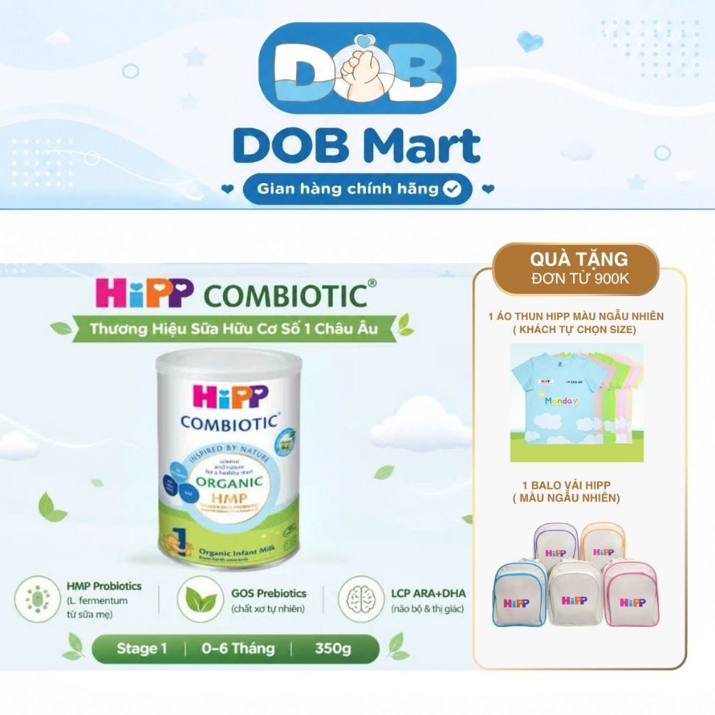 Sữa bột công thức HiPP 1 Organic Combiotic 350g cho bé DOB