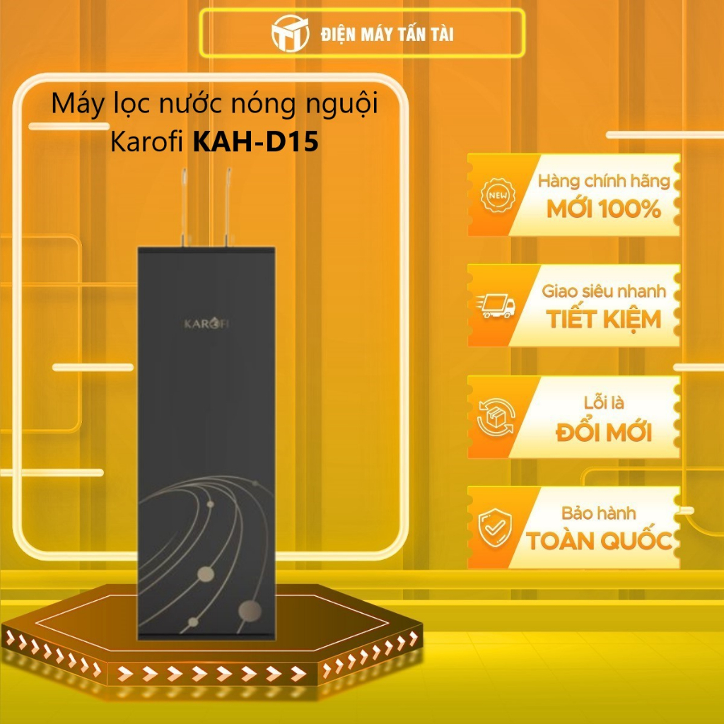 (HCM) - KAH-D15 - Máy lọc nước nóng nguội Karofi 11 LÕI KAH-D15 - 2 vòi