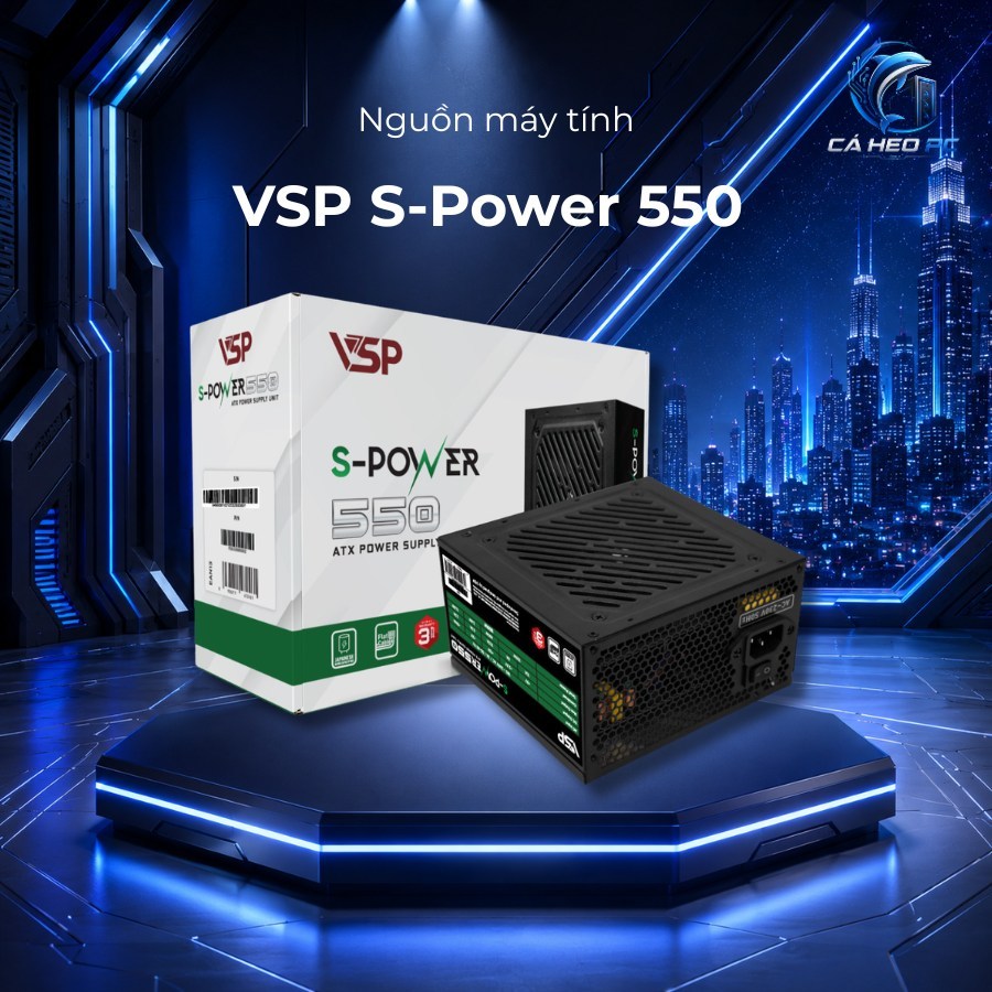 Bộ Nguồn Máy Tính VSP S-Power 550-  550W / Cáp Dẹt / Tụ Nhật Bản - BH 36 THÁNG