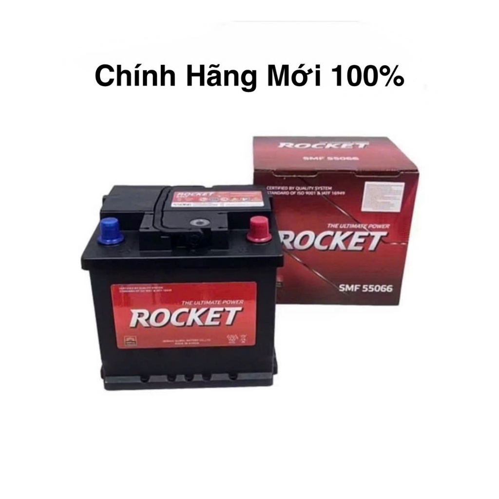 Bình ắc quy 12v khô ô tô rocket CMF 55066 DIN50 [LBN] 12V-50ah dùng cho fadin.,spark,...