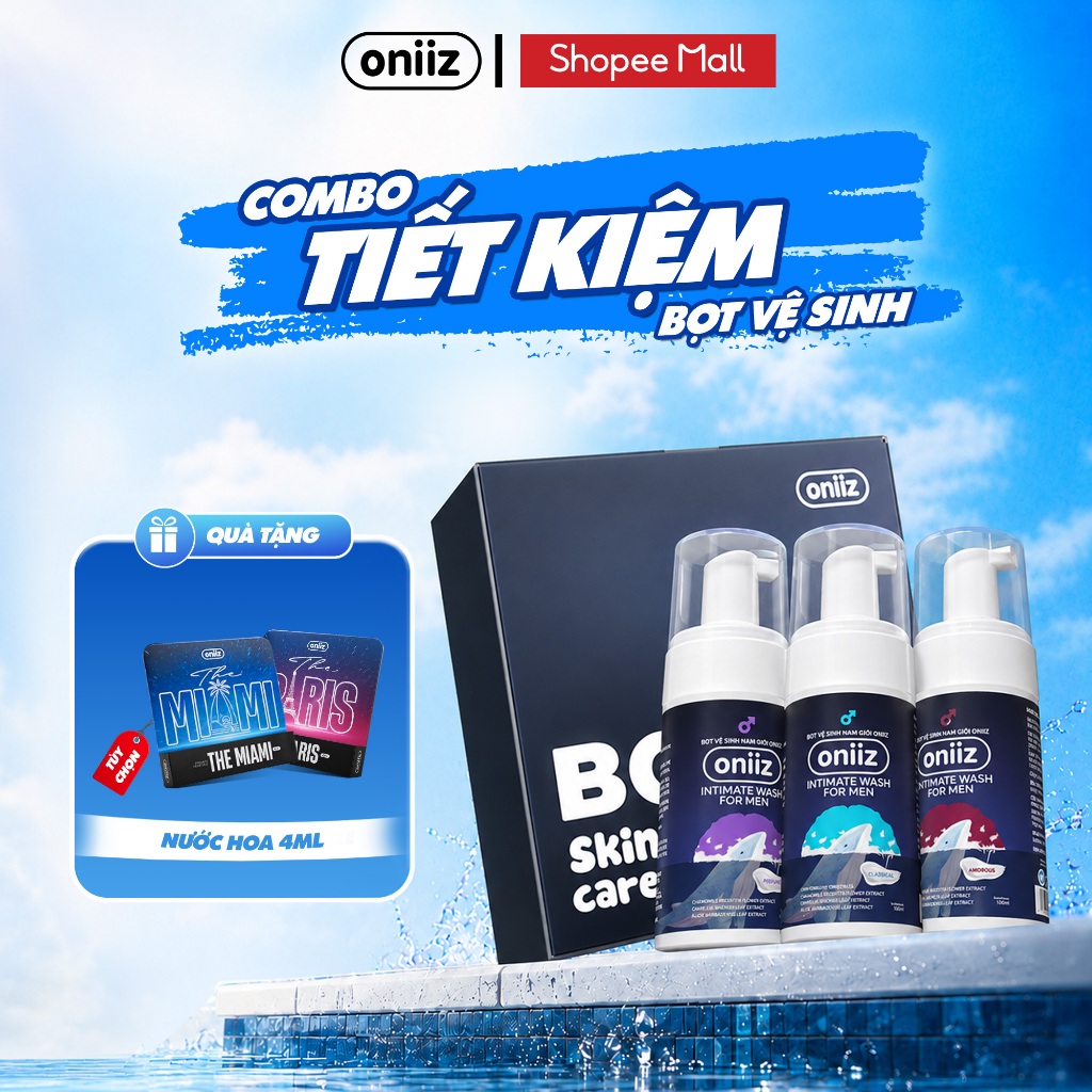 Combo Siêu Tiết Kiệm Bọt vệ sinh nam giới Oniiz, Dung dịch nam tạo bọt 100ml - Quà tặng nước hoa nam