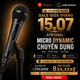 [Chính Hãng] Micro karaoke Audio-Technica ATR1300x Dynamic Cầm Tay Cho Hát Livestream Sự Kiện