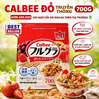 Ngũ cốc calbee đỏ nhật bản mix sữa chua trái cây granola ăn sáng eat clean gói 750gr
