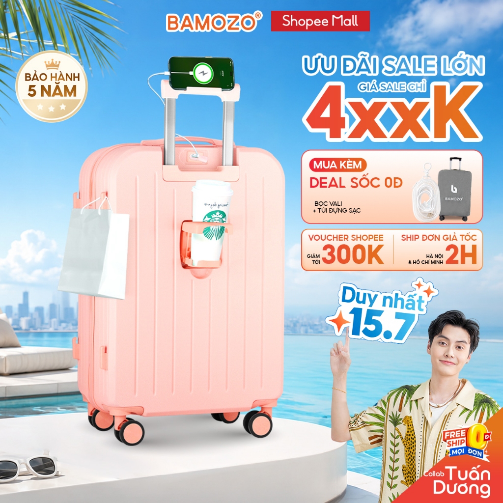 Vali Du Lịch B Bamozo 8812 Thời Trang Size 20/24inch, ABS Cao Cấp Bảo Hành 5 Năm - Lỗi 1 Đổi 1 Trong