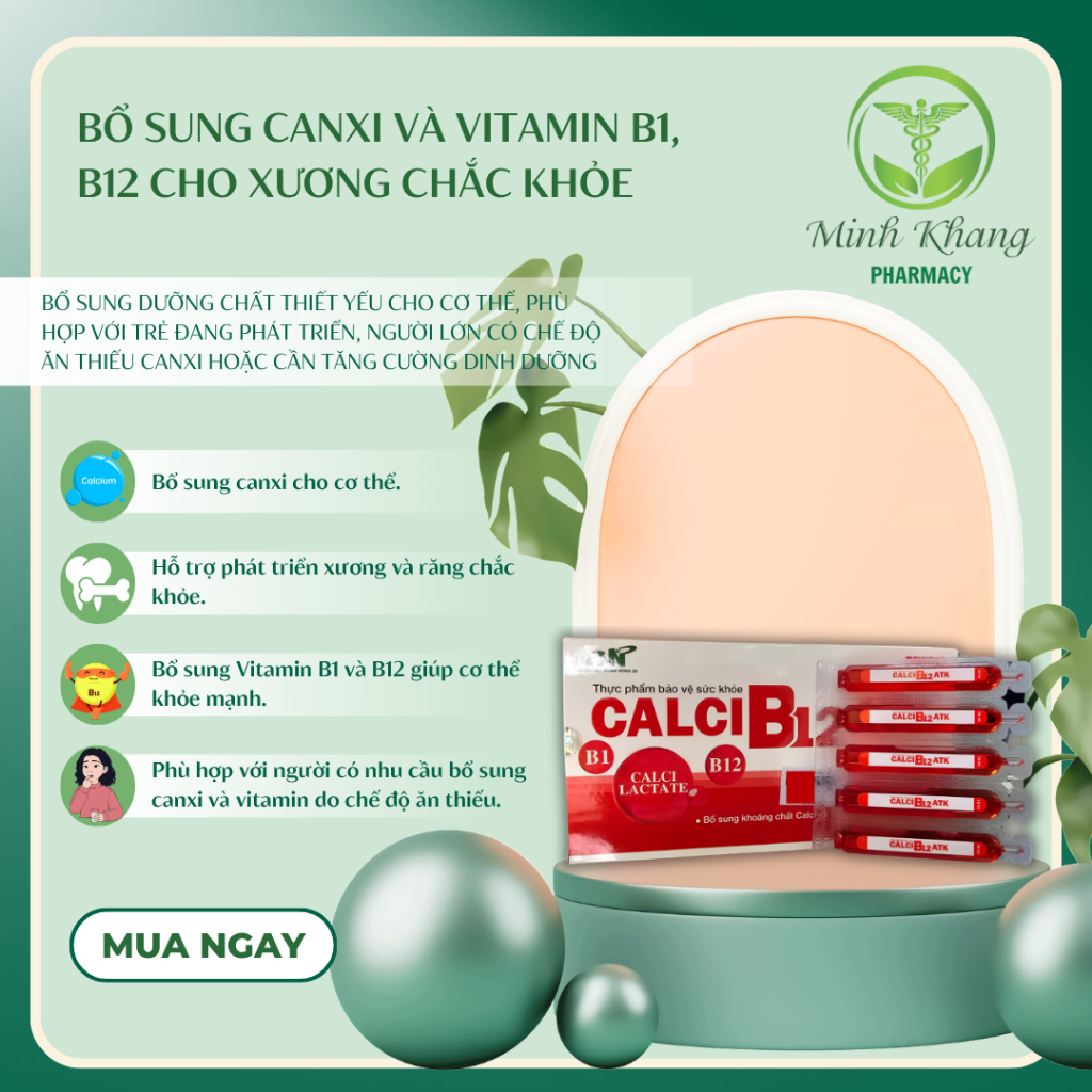 CALCI B12 ATK – Bổ sung canxi, vitamin B1, B12 cho xương chắc khỏe.