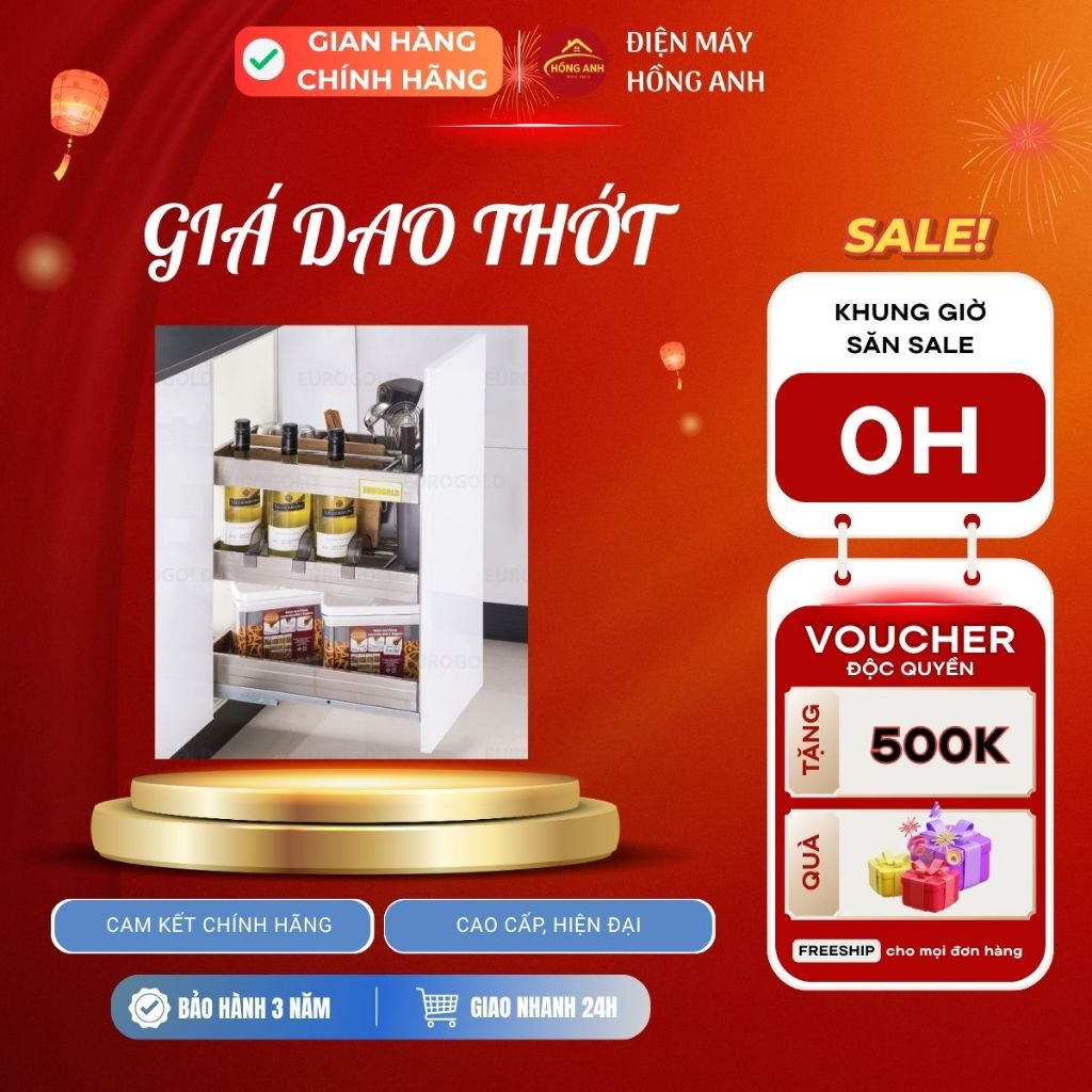 Giá dao thớt chai lọ Eurogold EU1035 và EU1040 ray giảm chấn cho tủ bếp dưới, hiện đại, sang trọng