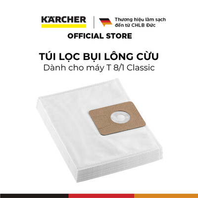 Túi lọc bụi lông cừu dành cho máy hút bụi công nghiệp Karcher T 8/1 Classic - Số lượng 10 túi - 9.755-252.0