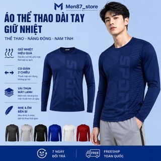 Áo  Nam Dài Tay Ép vân SPORST,chất thun mềm min,trơn tay, thun co giãn 2 chiều, có size đến  100kg Men87