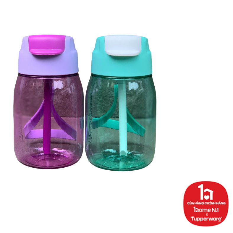 Bình nước cho bé Lohas Mini Lohas with Straw Tupperware 350ml có ống hút chịu nhiệt 110 độ C - Hàng 