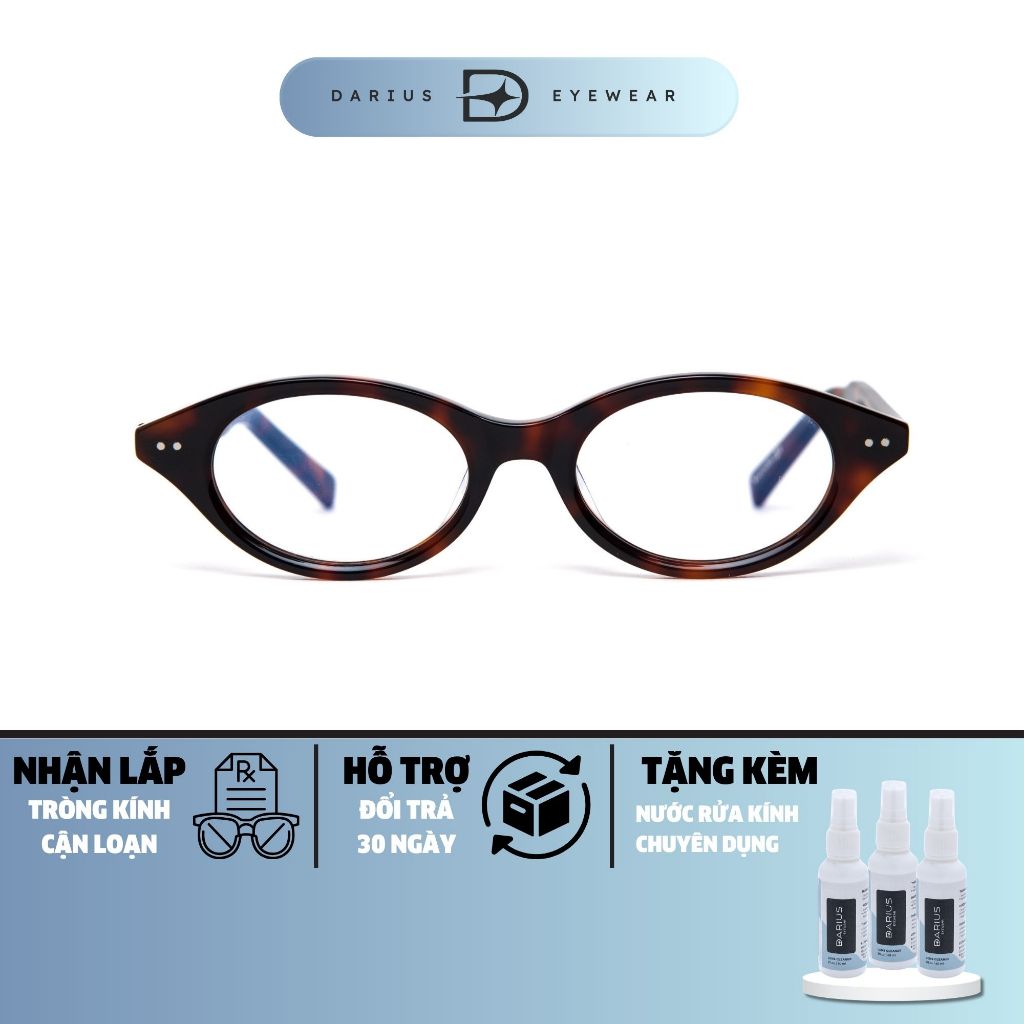Gọng kính cận nữ oval MM111 đẹp thời trang 2025 tròng kính chống tia UV cao cấp DARIUS DGM265