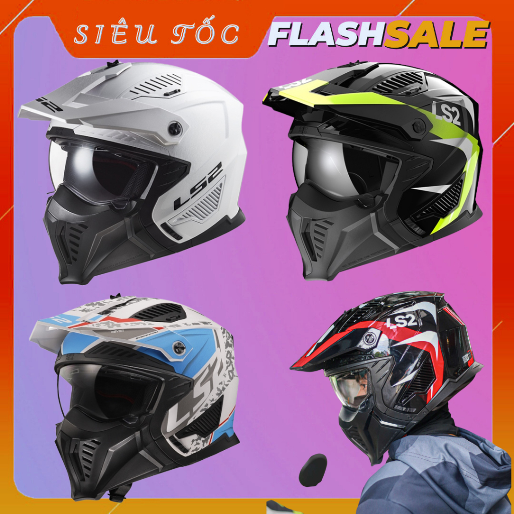 Nón Bảo Hiểm Fullface LS2 OF606 Chính Hãng (tặng thêm 1 kính đen thay thế)