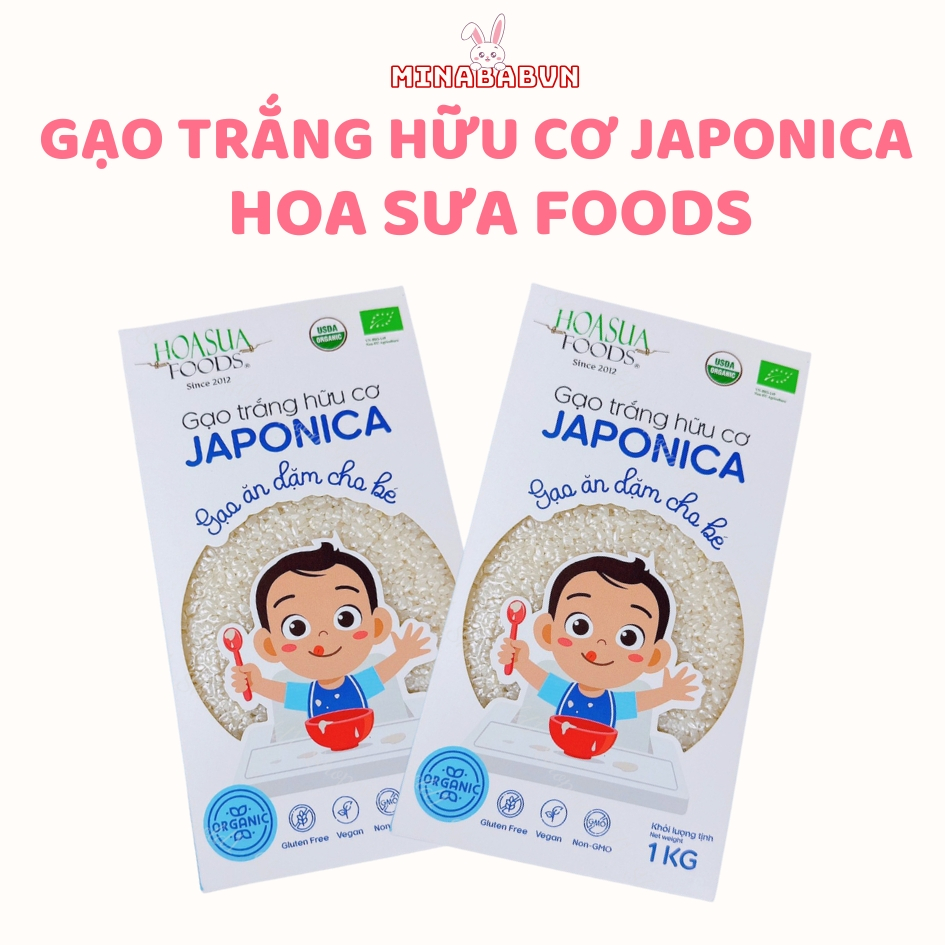 Gạo trắng ăn dặm hữu cơ Japonica Hoa Sữa Food, Gạo sữa Japonica cho bé ăn dặm 1kg