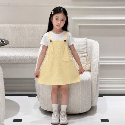 Set yếm TIHON cao cấp set yếm chất kaki kèm áo thun trắng siêu mát đi học đi chơi cho bé SET0744265