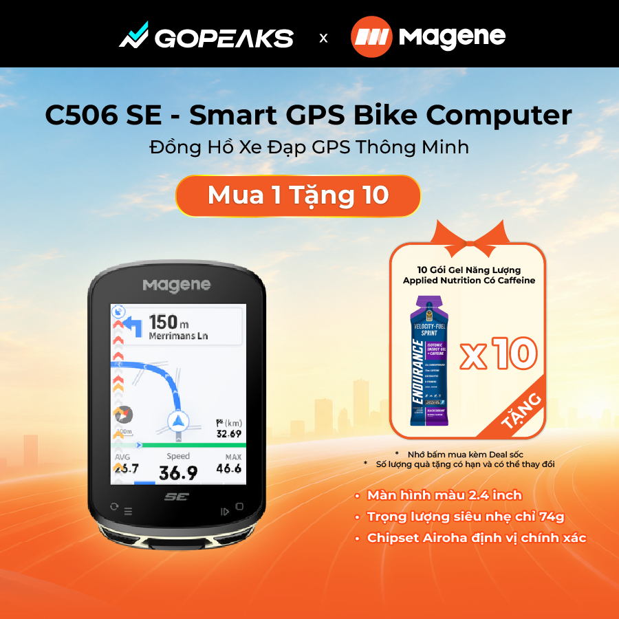 [TẶNG 10 GEL] Đồng Hồ Xe Đạp GPS Magene C506 SE Smart GPS Bike Computer Màn Hình Màu 2.4 Inch, WiFi 