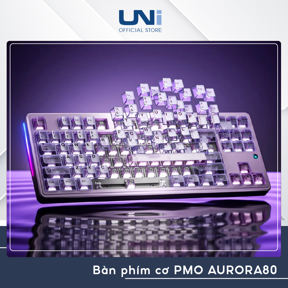 PHIÊN BẢN ĐẶC BIỆT - Bàn phím cơ PMO Aurora 80 - KEYCAP xuyên LED - 3 Mode - UNI OFFICIAL STORE