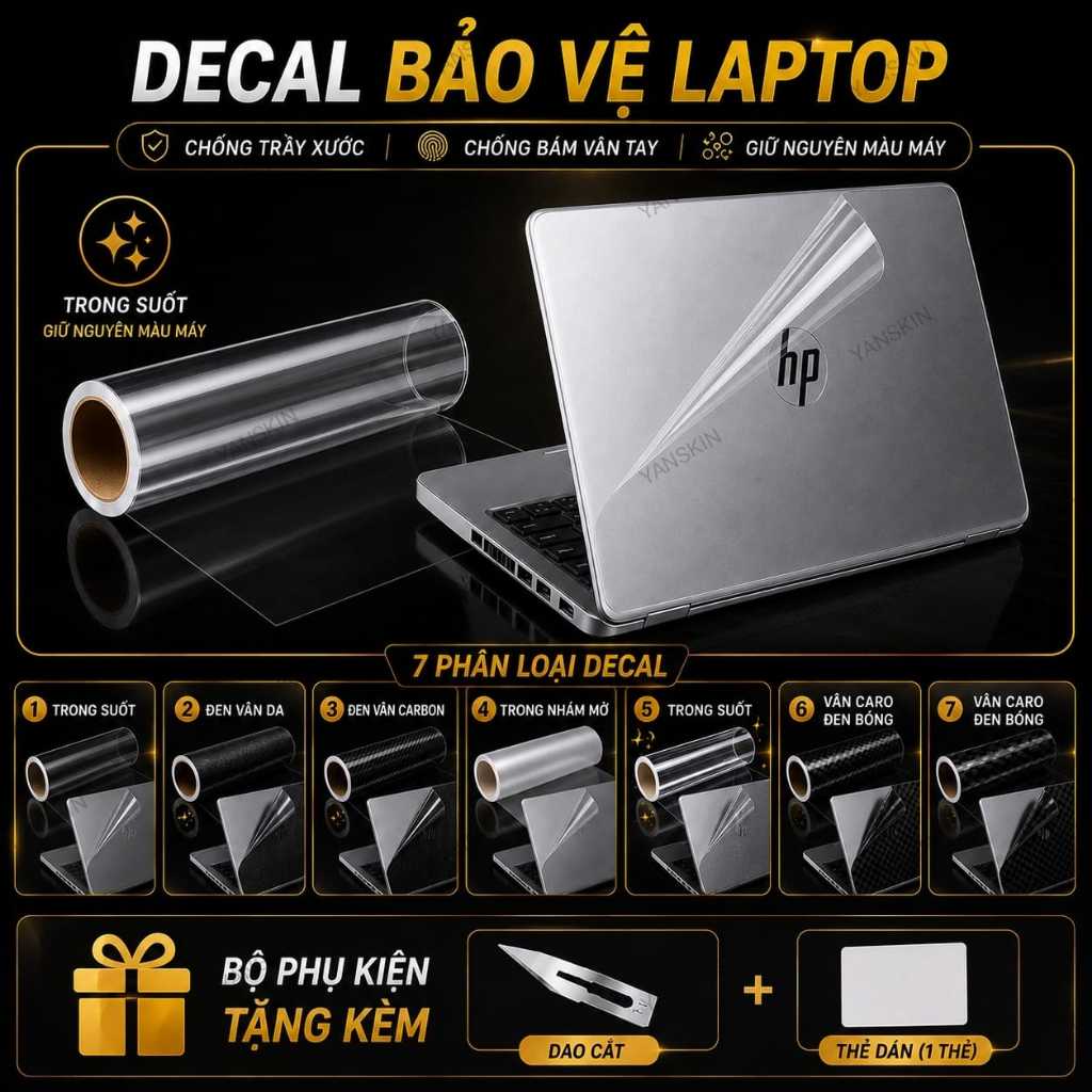[Decal Tự Cắt Dán]Decal Trong Suốt/ Trong Mờ/Carbon/Nhám Bảo Vệ Laptop 30x120cm| Film Chống Trầy