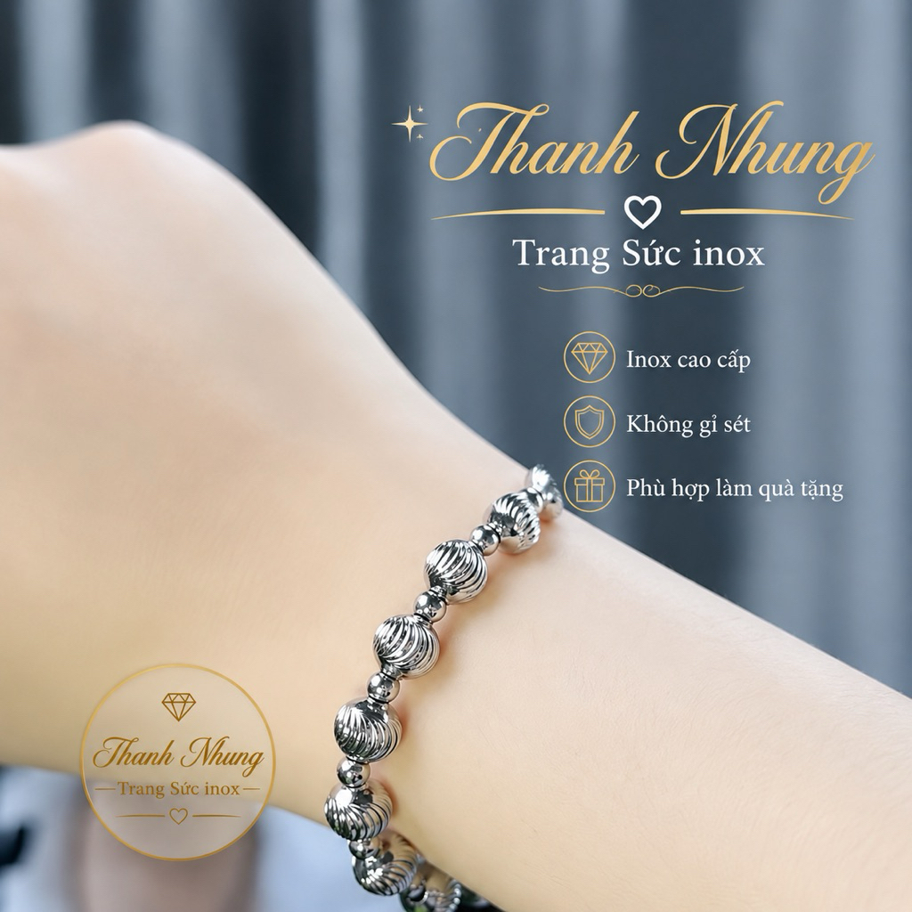 Lắc tay bi inox 8 li