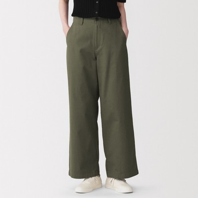 [26AW] MUJI Quần Nữ Chino Sợi Slub Dáng Rộng