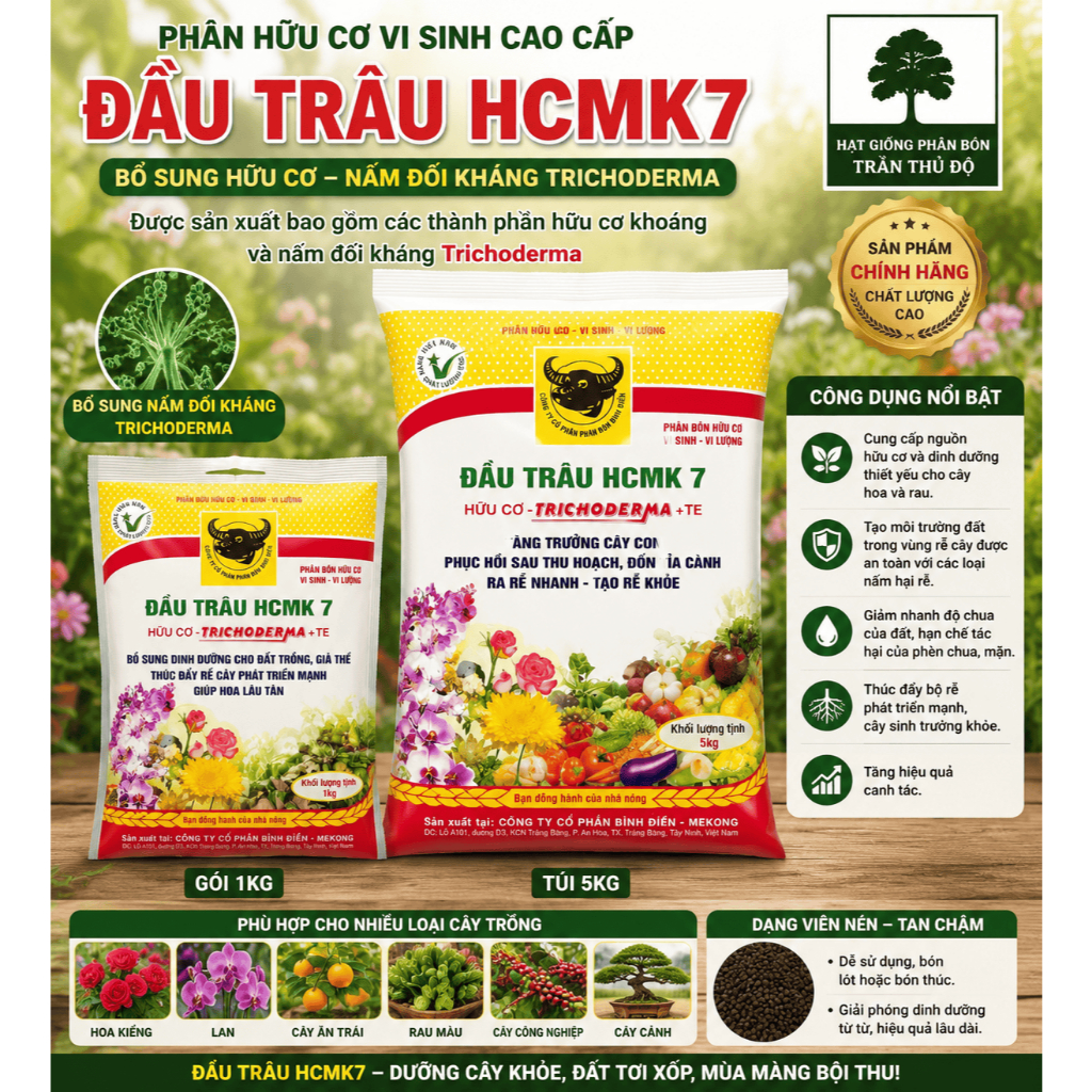 PHÂN HỮU CƠ VI SINH TRICHODERMA ĐẦU TRÂU DẠNG BỘT ( 1KG )