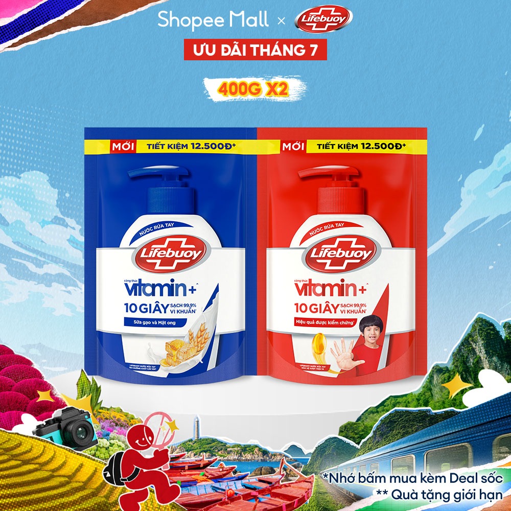 Nước rửa tay sạch khuẩn Lifebuoy Túi 400G