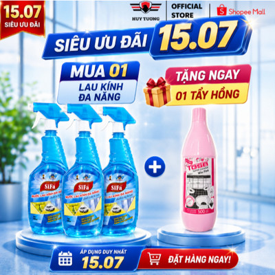 Dung dịch nước lau kính đa năng, nước tẩy dạng chai xịt 800gr - HUY TUONG