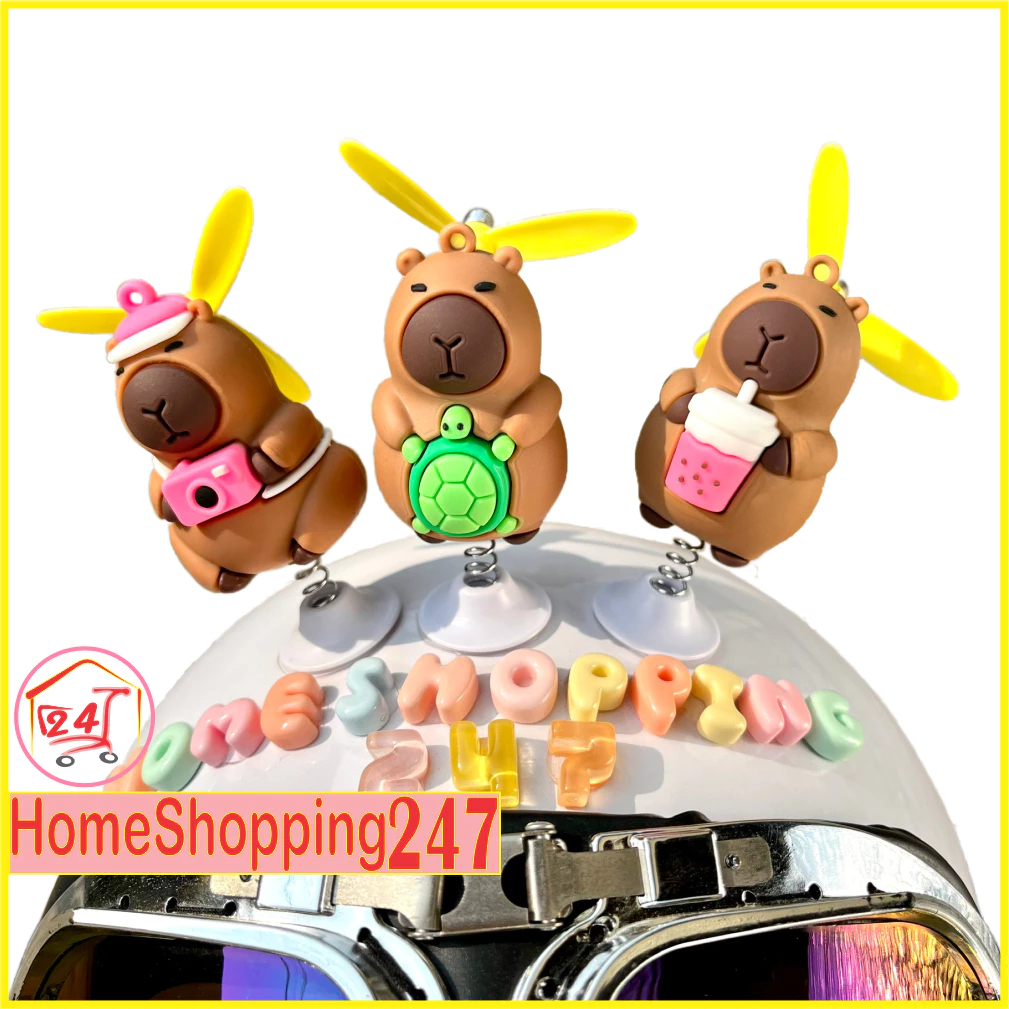 [Top Value] Capybara gắn mũ bảo hiểm nhún có chong chóng, phụ kiện trang trí ô tô xe máy xe đạp điện