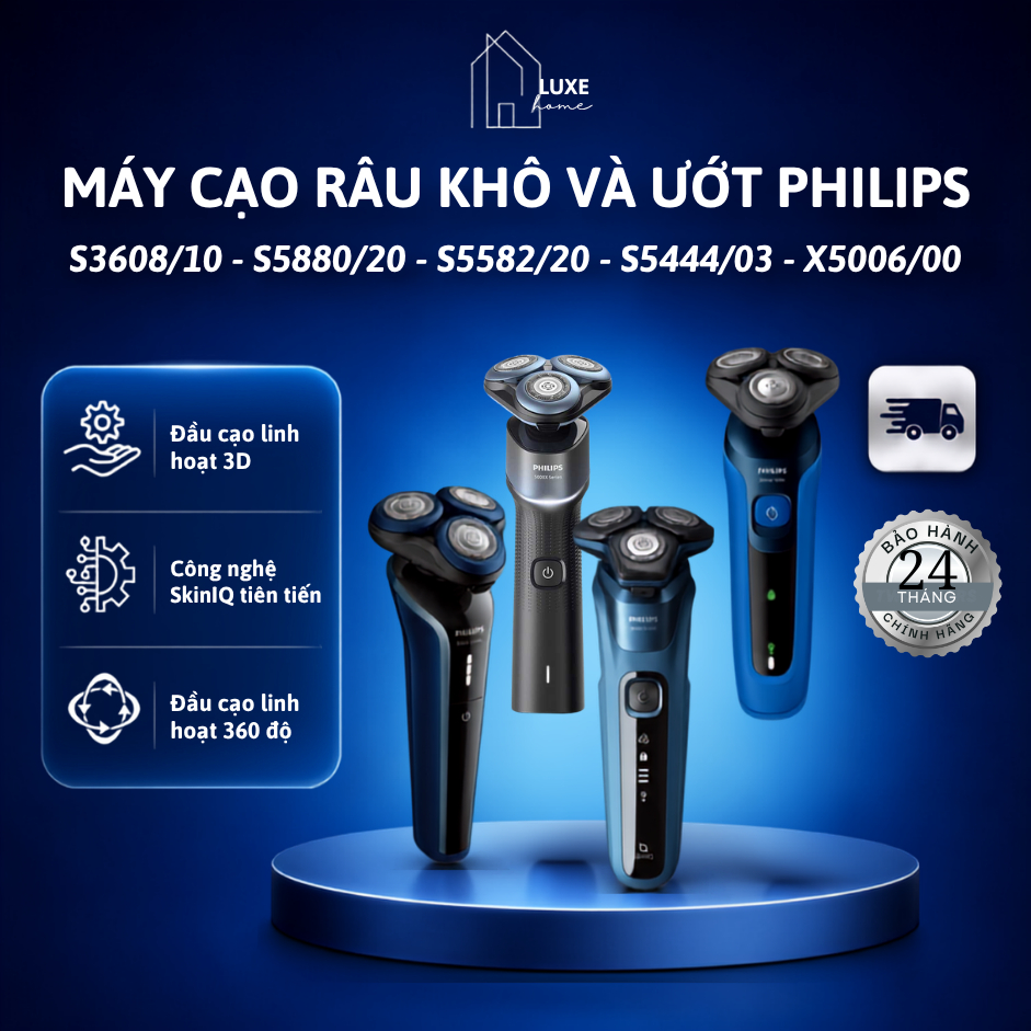 Máy cạo râu khô và ướt Philips S3608/10 S5880/20 S5582/20 S5444/03  X5006/00