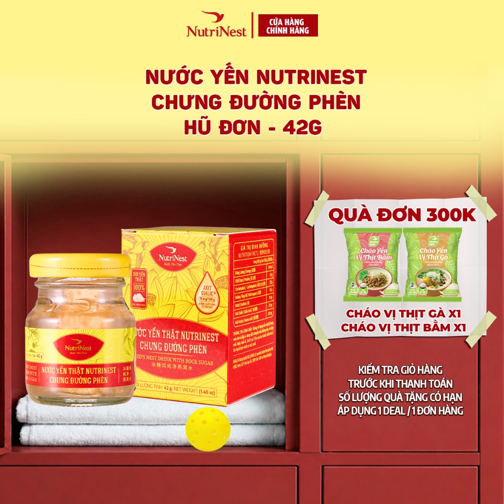 Nước Yến Sào Nguyên Chất Chưng Đường Phèn NUTRINEST Thanh Lọc Cơ Thể - Hũ Đơn 42g [Bao bì mới]