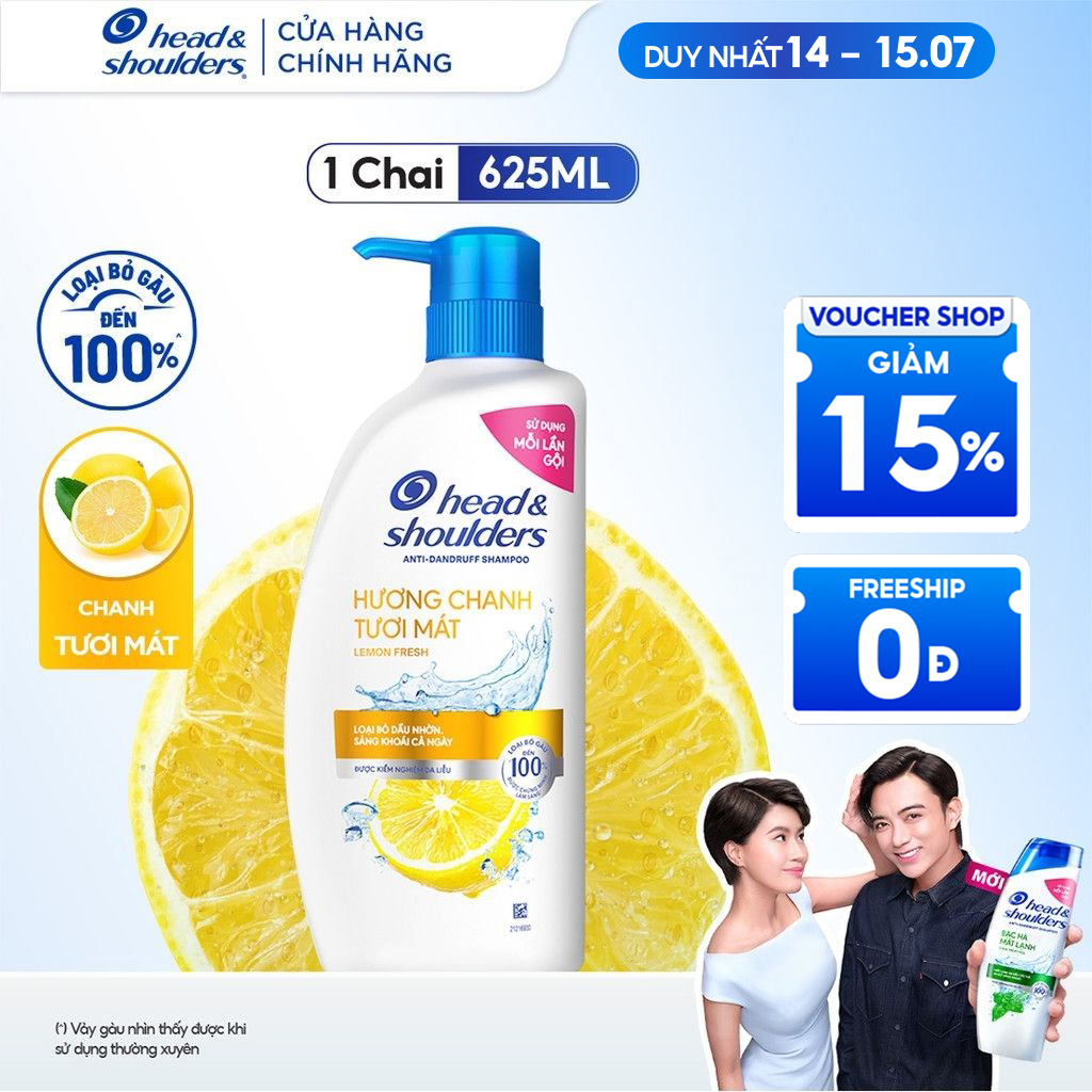 Dầu Gội Head & Shoulders Hương ChanH HEAD & SHOULDERS sảng Khoái 625ml + Tặng Kem Xả Pantene/Dầu Xả 