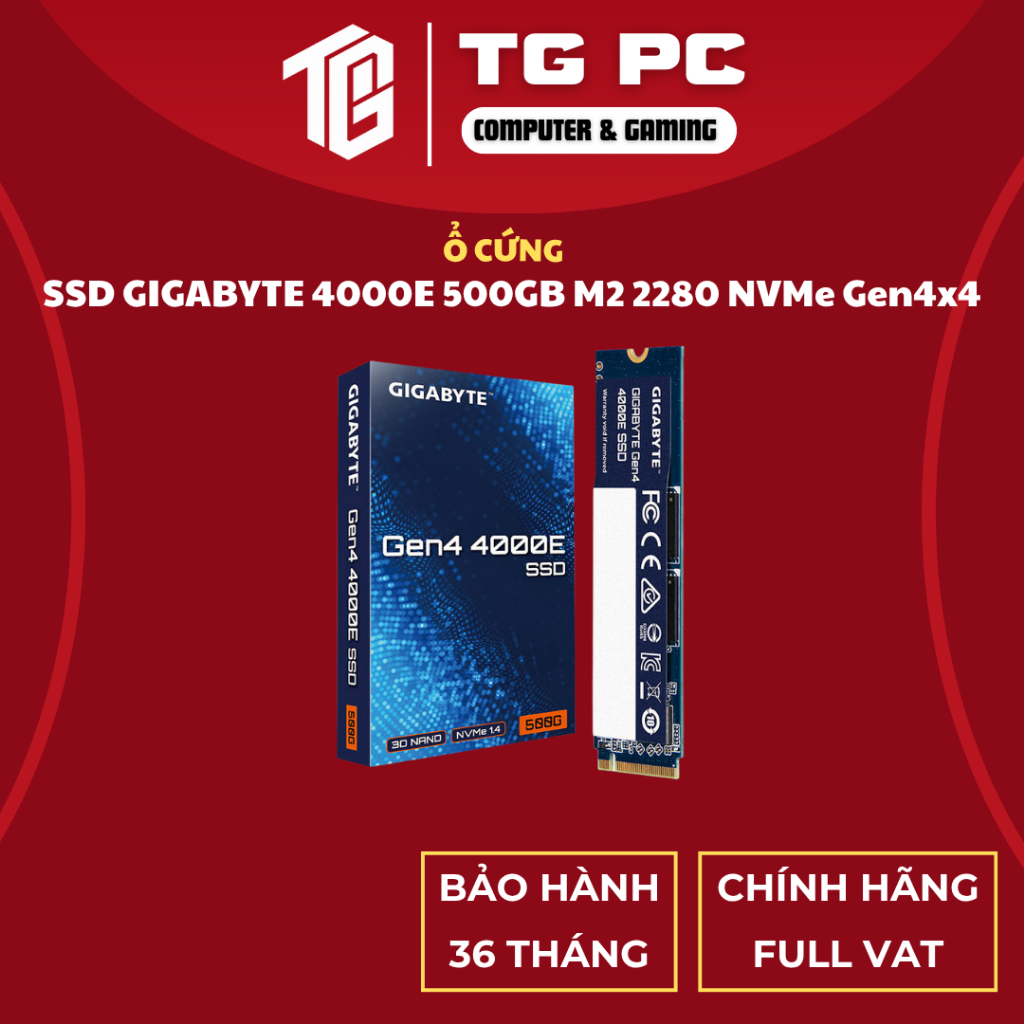 [SẢN PHẨM NEW FULL VAT] Ổ cứng SSD GIGABYTE 4000E 500GB M2 2280 NVMe Gen4x4 - BẢO HÀNH 36 THÁNG